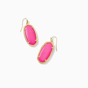 NWT-Kendra Scott Elle Gold Drop Earrings in Neon Pink Magnesite